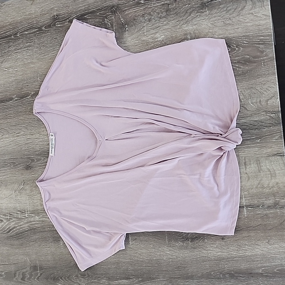 Chance or Fate Twist Front Bat Wing Sleeve Slub Tee in Periwinkle Lilac Purple